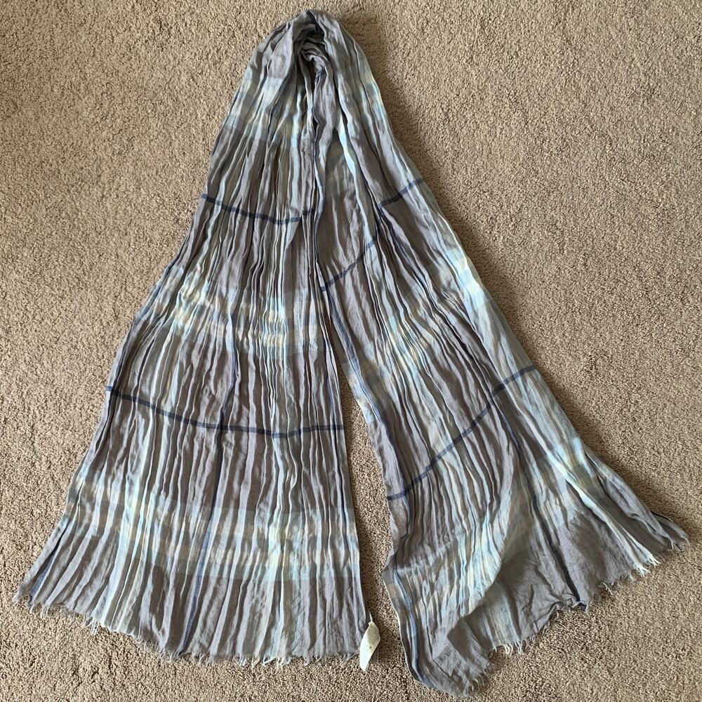Authentic Burberry unisex long check wool and silk scarf
